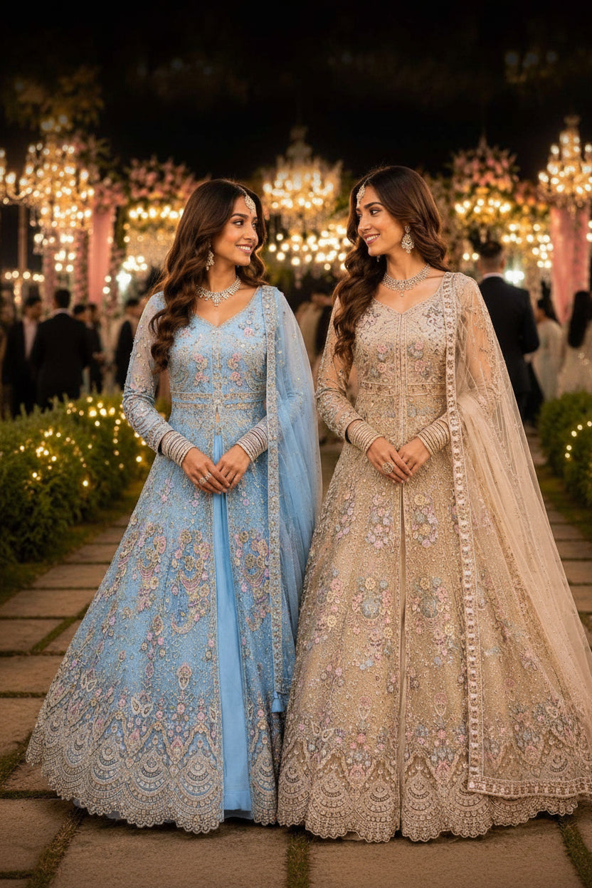 Premium Net Heavy Thread Embroidered Anarkali Lehenga Choli