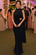 Elina Premium Lycra Embroidered Ready-to-Wear Saree for Reception & Wedding