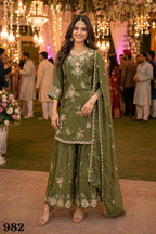 Viscose Crepe Heavy Embroidered Sharara Suit Set with Dupatta