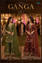 Viscose Crepe Heavy Embroidered Sharara Suit Set with Dupatta