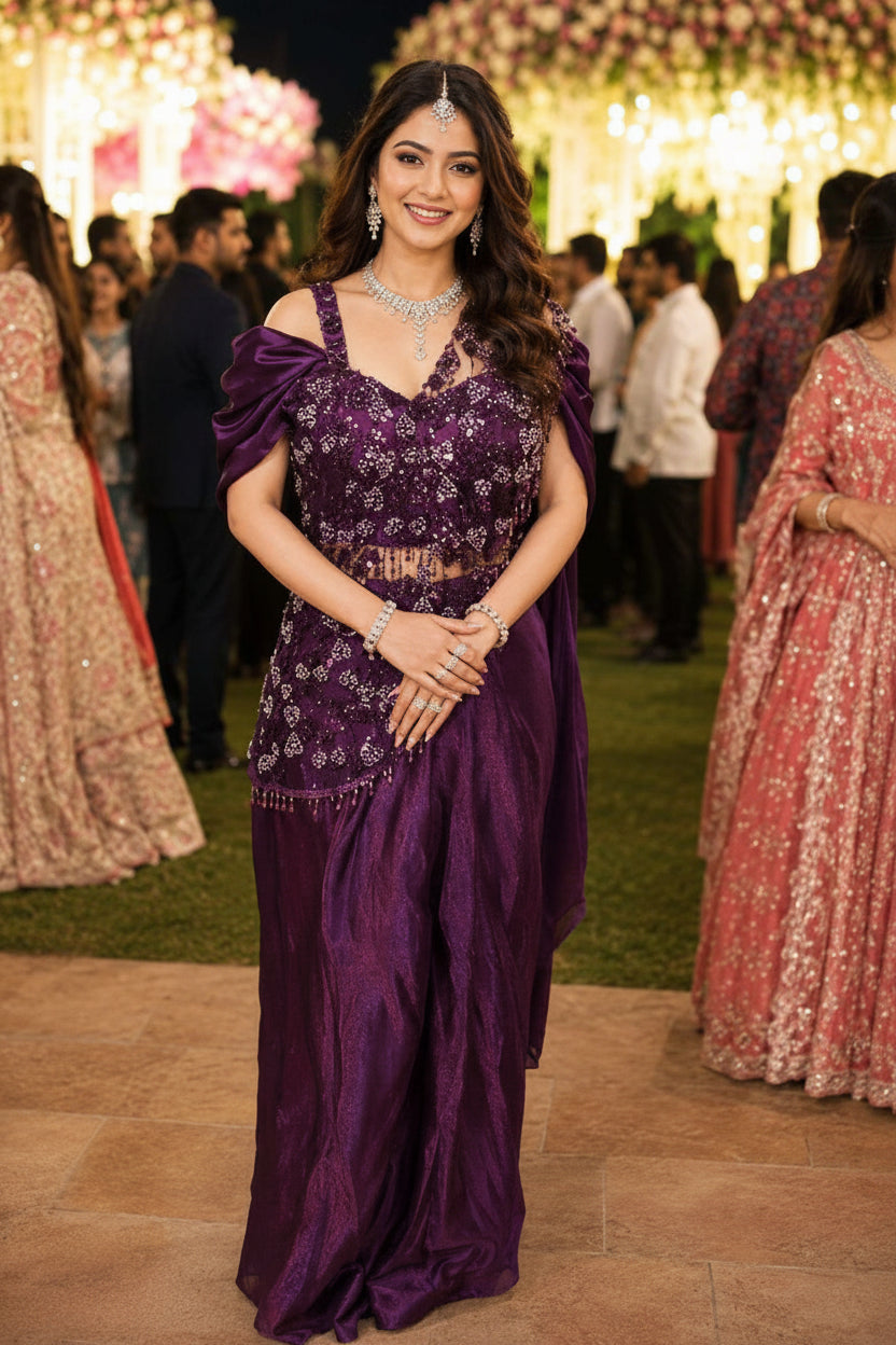 Fendy Satin Silk Heavy Work Ready-to-Wear Saree