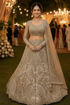 Mrudangi Griha Net With Beads Worked Lehenga Choli