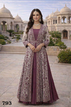 Chinon Silk Heavy Embroidered Wedding Gown with Jacket & Belt