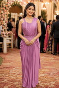 Lycra Embroidered Gown-Style Ready-to-Wear Saree