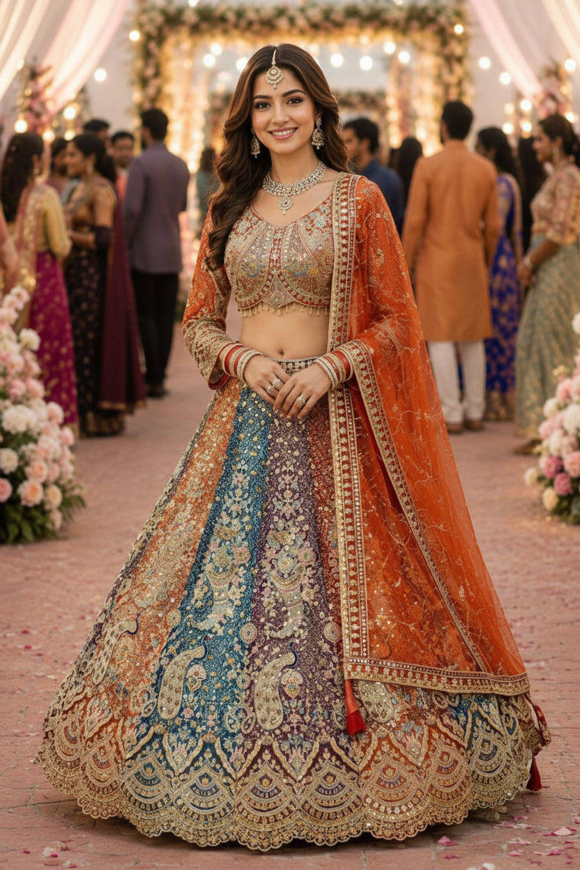 MRUDANGI MORNI Premium Net Lehenga