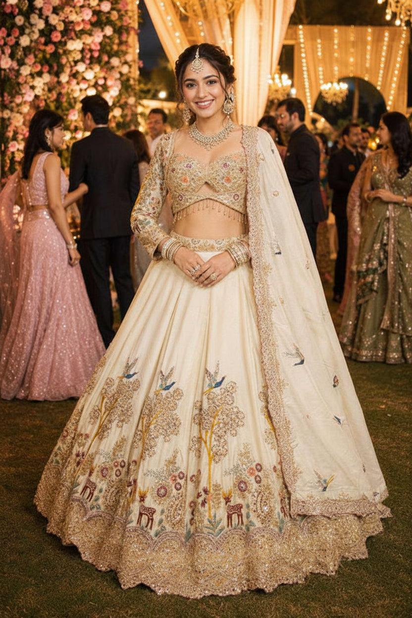 MRUDANGI PANCHI Premium Satin Lehenga