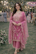 Simar Silk Embroidered Salwar Suit Set with Dupatta