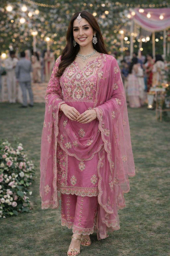 Simar Silk Embroidered Salwar Suit Set with Dupatta
