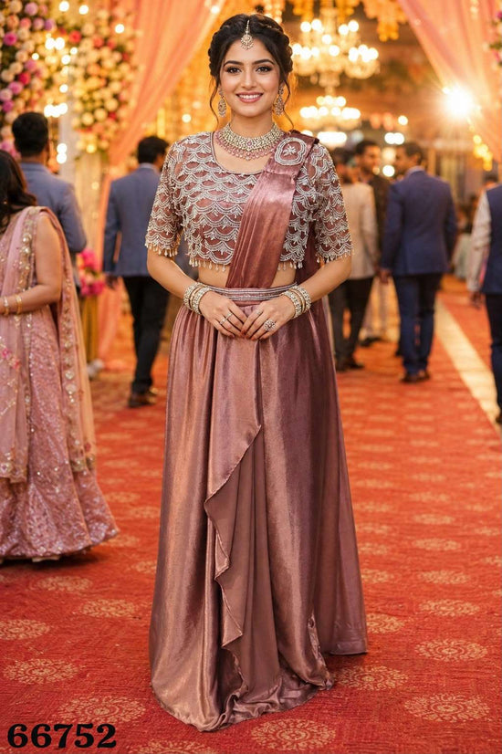 Real Premium Satin Crush Heavy Work Ready-to-Wear Saree