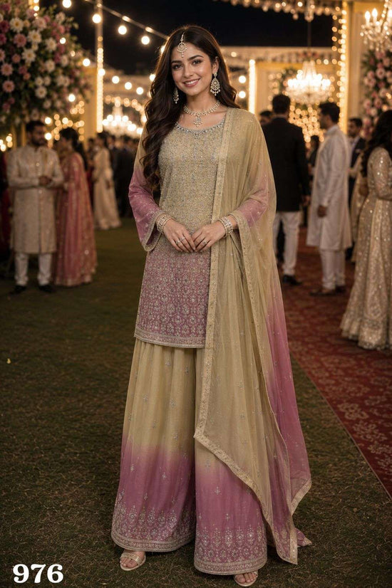 Georgette Heavy Sequins Embroidered Mirror Work Salwar Suit Set