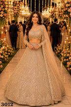 Net Heavy Beads Embroidered Bridal Lehenga Set