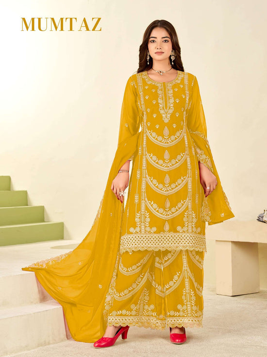 Georgette Embroidered Salwar Suit Set with Dupatta