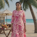 Priyanshi Pink Floral Printed Cotton Kurti for Women