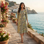 Priyanshi Sage Green Floral Printed Cotton Kurti for Women
