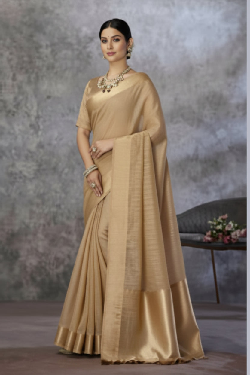 Ronak Pure Tissue Silk Zari Woven Saree with Work Blouse Piece