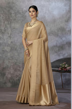 Ronak Pure Tissue Silk Zari Woven Saree with Work Blouse Piece