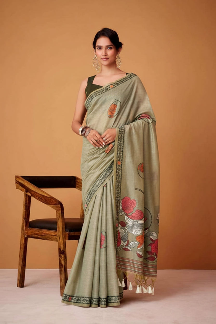 Premium Jamdani Cotton Saree with Running Work Blouse Piece