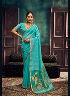 Heer Munga Silk Printed Saree with Blouse Piece