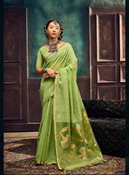 Heer Munga Silk Printed Saree with Blouse Piece