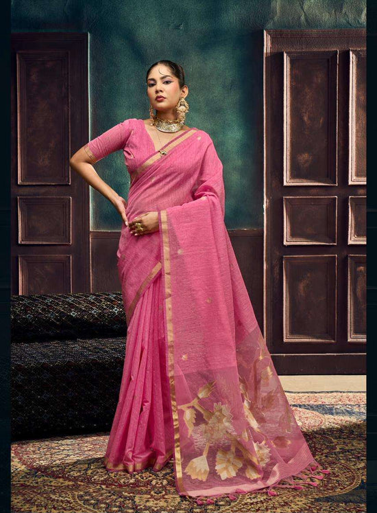 Heer Munga Silk Printed Saree with Blouse Piece