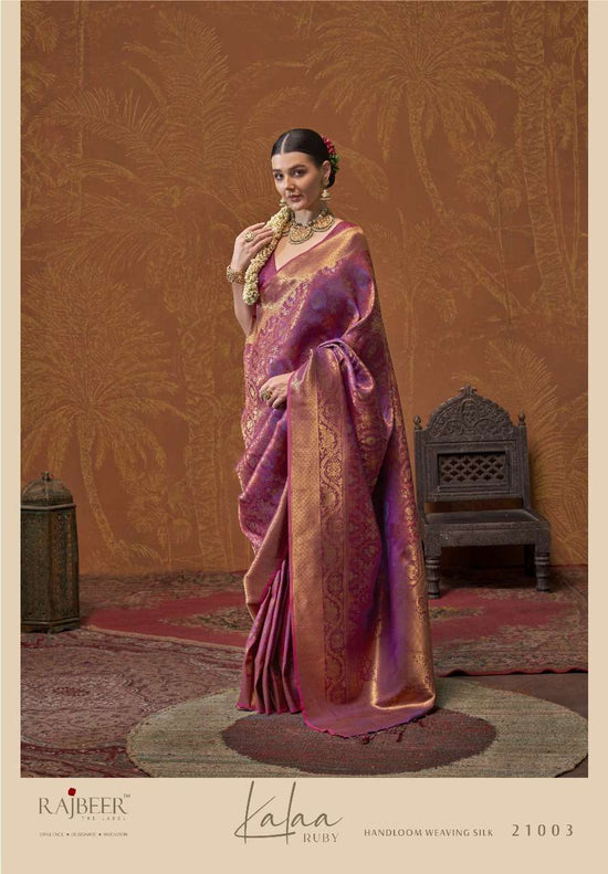 Handloom Silk Printed Traditional Saree with Unstitched Blouse