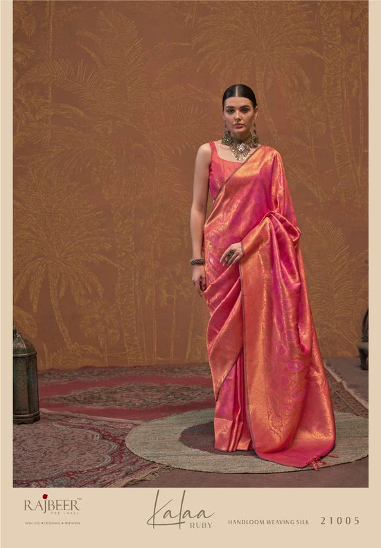 Handloom Silk Printed Traditional Saree with Unstitched Blouse