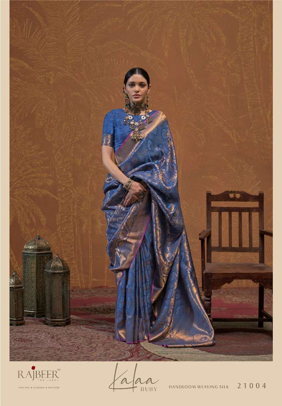 Handloom Silk Printed Traditional Saree with Unstitched Blouse