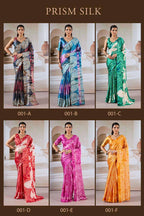 Modal Satin Printed Saree with Unstitched Blouse