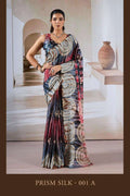 Modal Satin Printed Saree with Unstitched Blouse