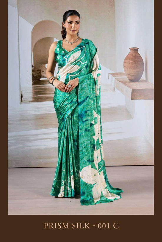 Modal Satin Printed Saree with Unstitched Blouse