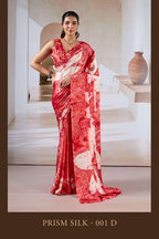 Modal Satin Printed Saree with Unstitched Blouse