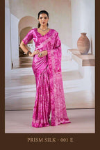 Modal Satin Printed Saree with Unstitched Blouse