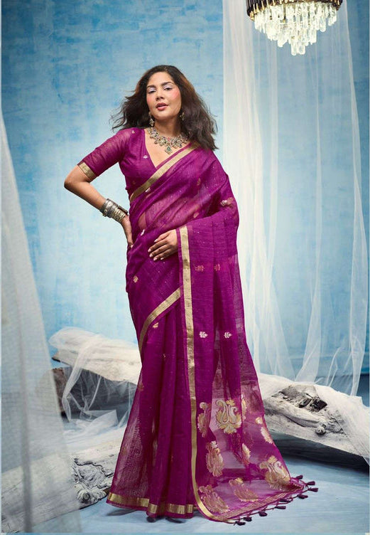 Seerat Munga Silk Printed Saree with Blouse Piece for Festive & Wedding