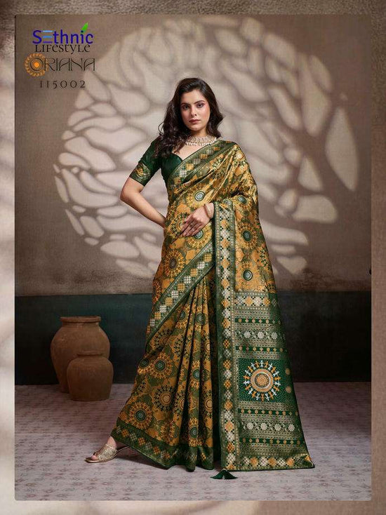 Meenakari Silk Woven Saree with Embroidered Unstitched Blouse