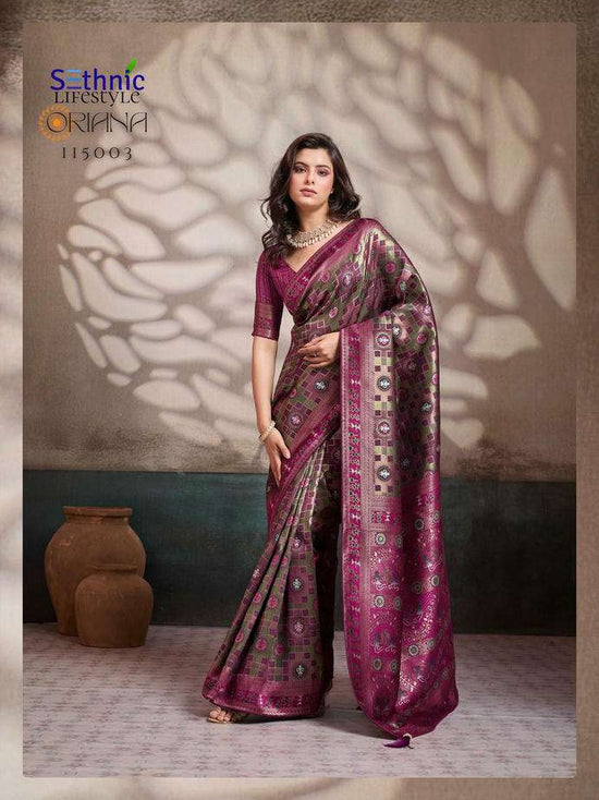 Meenakari Silk Woven Saree with Embroidered Unstitched Blouse