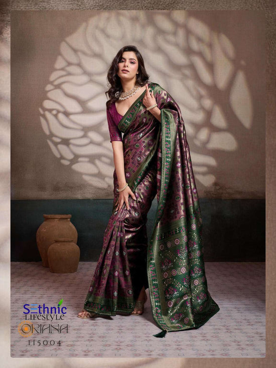 Meenakari Silk Woven Saree with Embroidered Unstitched Blouse