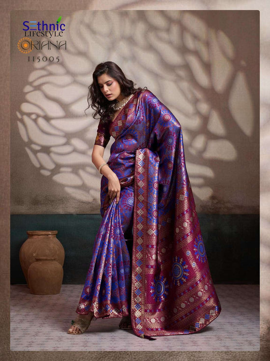 Meenakari Silk Woven Saree with Embroidered Unstitched Blouse