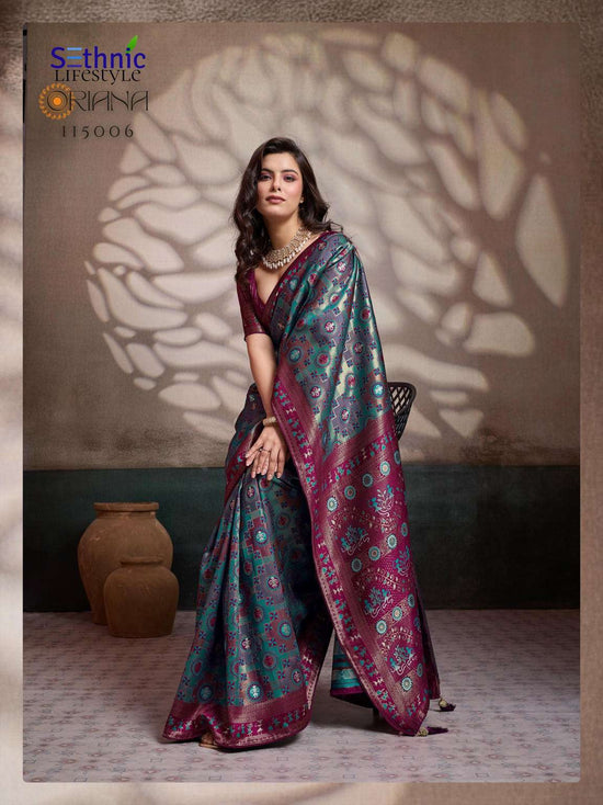 Meenakari Silk Woven Saree with Embroidered Unstitched Blouse