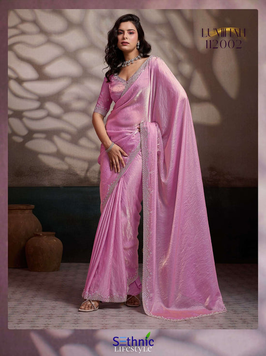 Satin Designer Festive Saree with Embroidered Unstitched Blouse