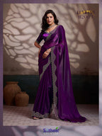Satin Designer Festive Saree with Embroidered Unstitched Blouse