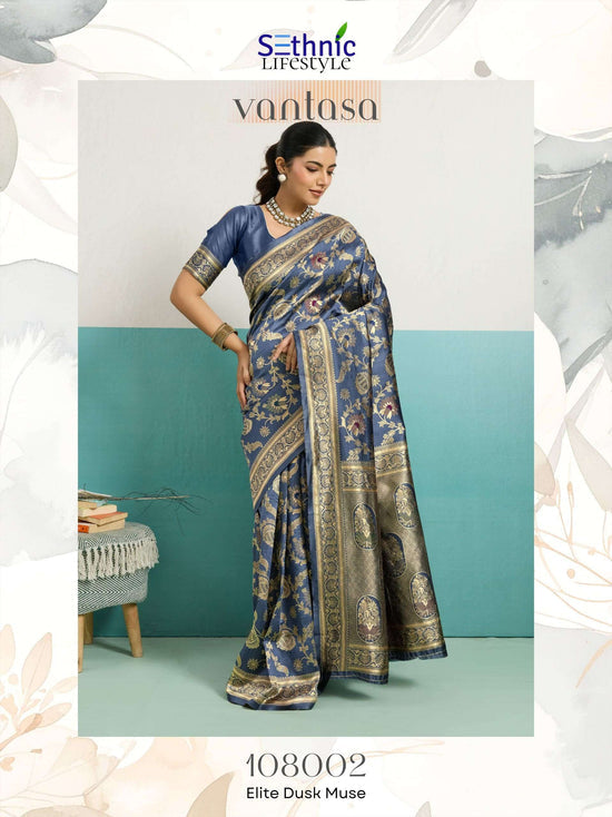Banarasi Style Silk Saree with Running Blouse