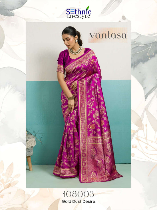 Banarasi Style Silk Saree with Running Blouse