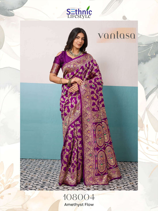 Banarasi Style Silk Saree with Running Blouse