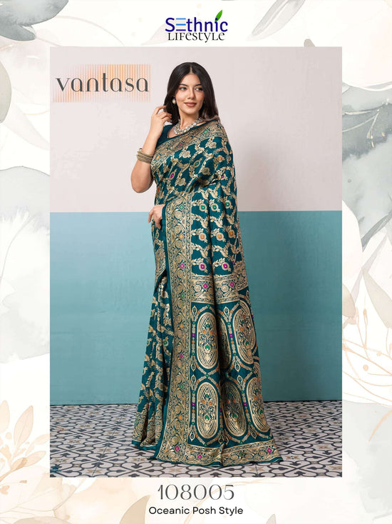 Banarasi Style Silk Saree with Running Blouse