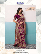 Banarasi Style Silk Saree with Running Blouse