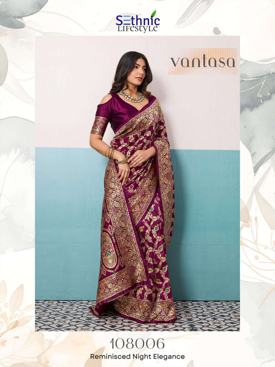Banarasi Style Silk Saree with Running Blouse