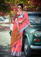 Organza Premium Printed Saree with Unstitched Blouse