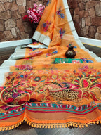 Organza Premium Printed Saree with Unstitched Blouse