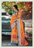 Organza Premium Printed Saree with Unstitched Blouse