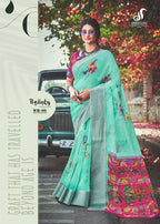 Organza Premium Printed Saree with Unstitched Blouse